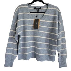 Nordsteoms Vera Moda V Neck Long Sleeve Sweater SOFT Blue  Striped Womens S NWT